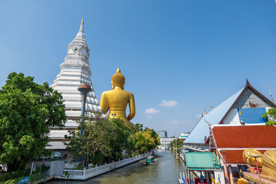 Giant Buddha Statues in Bangkok at Wat Paknam Phasi Charoen. Dhammakaya Thep Mongkol Buddha, Largest Buddha Statue in Bangkok Thailand