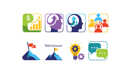 Fototapeta premium Set of colorful business and finance icons for conceptual design