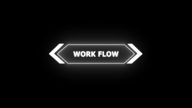 Digital work flow Text Animation on black background. Neon HUD Gaming Title with Red and Blue Glow on Sunburst Motion Graphics animation.