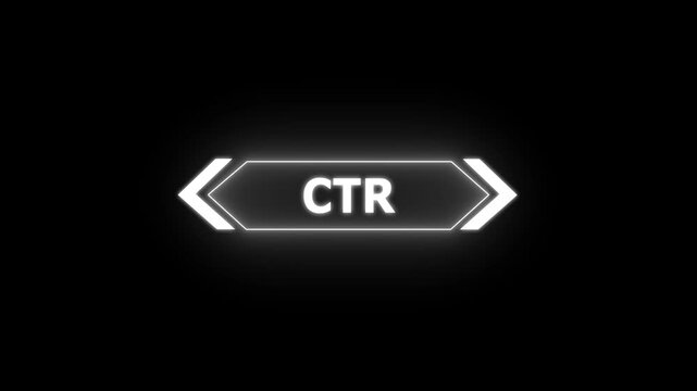 Digital ctr Text Animation on black background. Neon HUD Gaming Title with Red and Blue Glow on Sunburst Motion Graphics animation.