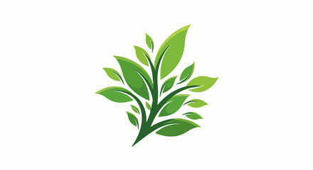 Fototapeta premium Stylized green plant with multiple leaves and branching stem