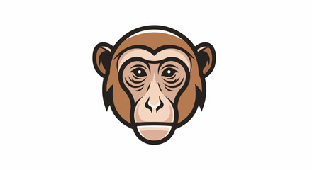 Fototapeta premium Stylized monkey face, brown fur, expressive eyes, and simple features