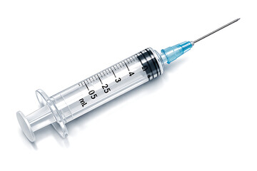 Fototapeta premium Medical syringe with needle for vaccine or injection isolated on white background