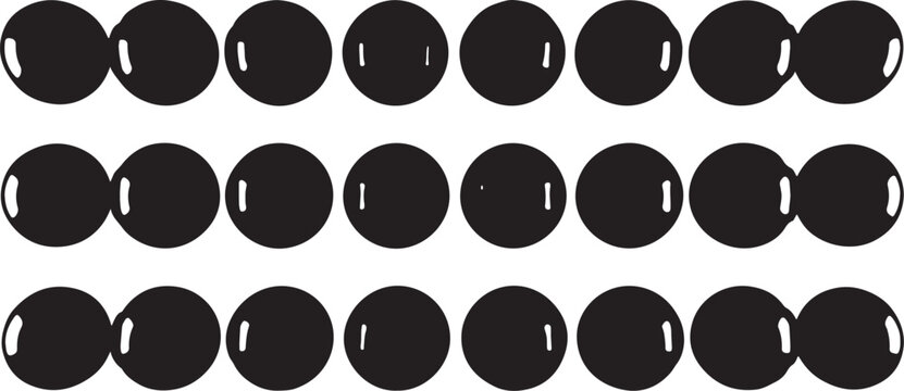 Black beads, shiny circles, bead set, vector beads