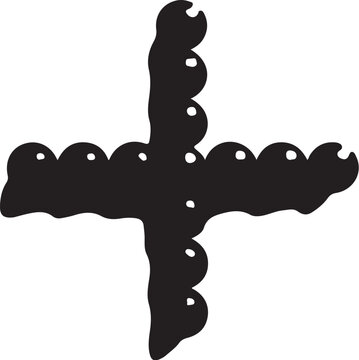 Black cross symbol, ornate silhouette, decorative shape, vector icon