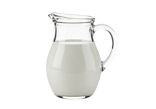 Glass pitcher with milk isolated on transparent background