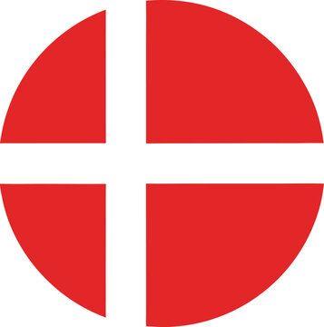 denmark national flag circular badge icon flat design