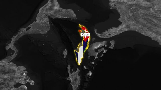 Cuba Map Animation 4K &ndash; Caribbean Country Geography Motion Graphic with Location Pin and Zoom