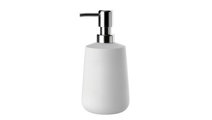 Obraz premium White ceramic soap dispenser with chrome pump, isolated on transparent background