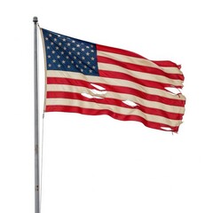 Obraz premium A tattered american flag waving on a pole