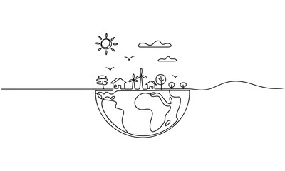 Obraz premium Sustainable earth with renewable energy concept featuring green power and eco friendly environment design