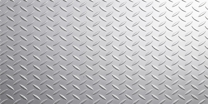 Seamless diamond plate metal texture, brushed steel background, industrial tread pattern, silver metallic surface, repeating pattern, construction backdrop, high resolution