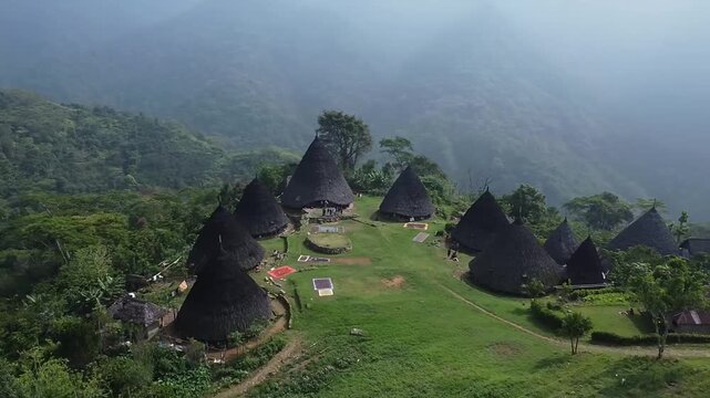 Wae Rebo Traditional Mbaru Niang Village in Indonesian Mountainous Highlands