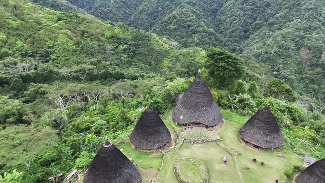 Wae Rebo Traditional Mbaru Niang Village in Indonesian Mountainous Highlands