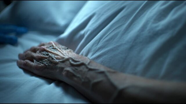 The intricate network of veins on a human arm, bathed in a melancholic dim light, conveying a profound sense of fragility
