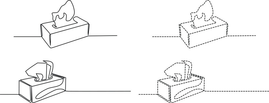 Creative depictions of a tissue box with a playful cat design popping out of it Vector