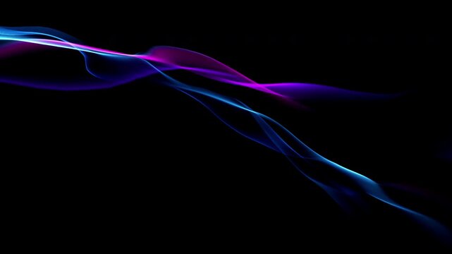 Abstract Colorful Glowing Wave on Black Background, Fluid Light Streaks Motion Animation with Alpha Channel, Seamless Loop 4K resolution