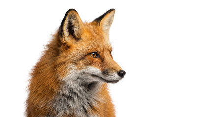 Fototapeta premium Red Fox Portrait with Sharp Details and Intense Gaze isolated on transparent background