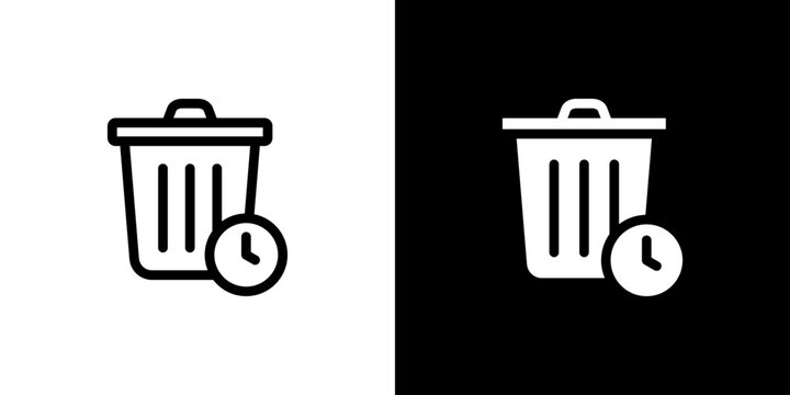 Waste Time Reduction icon concept with flat Black White Background. Vector illustration.