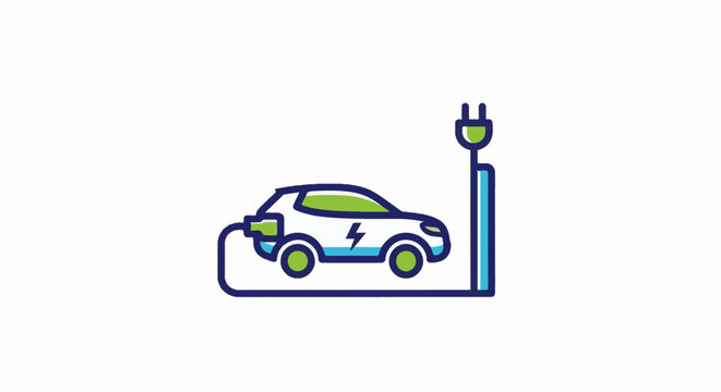 Icon of a car plugged into a charging station with a lightning bolt