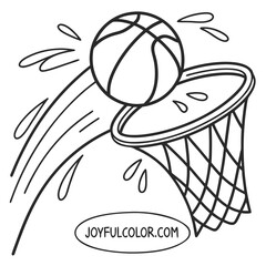 Basketball dropping into net with splash effect dynamic visual for sports fans energetic action graphic joyfultocolor.com © Monira