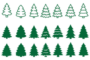 Obraz premium Minimal Forest Tree Illustrations – Festive & Decorative Icons