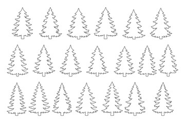 Obraz premium Minimal Christmas Tree Icon Set – Hand Drawn & Solid Styles