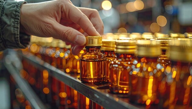 Quality Control Inspection of Pharmaceutical Vials on Production Line.