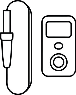 839 ph meter probe with handheld reader unit display detailed line art vector illustration on transparent background