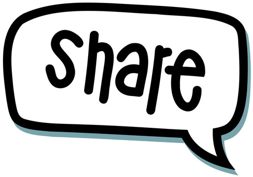 Share word on white speech bubble with transparent background