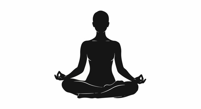 Silhouette of a person meditating in a lotus pose, hands in mudra