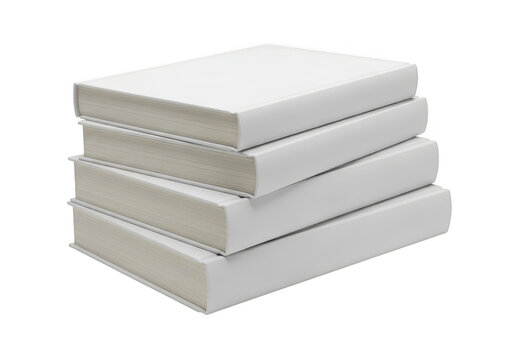 Stack of white mattresses with beige sides isolated on transparent background