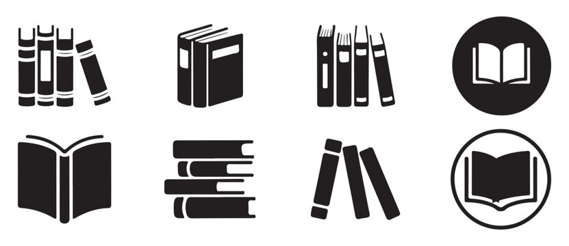 Books on shelf icon set representing bookstore and personal library collection. vector illustration eps 10
