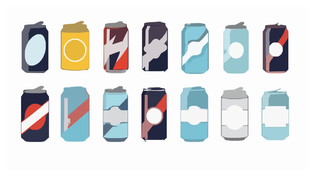 Aluminum beverage cans vector set soda and drink can collection isolated on white background