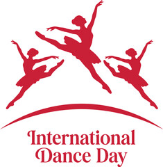 A vibrant illustration of three dancing silhouettes celebrating International Dance Day in a modern flat design