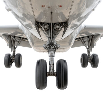 Aircraft landing gear undercarriage isolated on transparent background