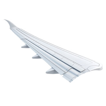 Airplane wing with flaps and winglet isolated on transparent background