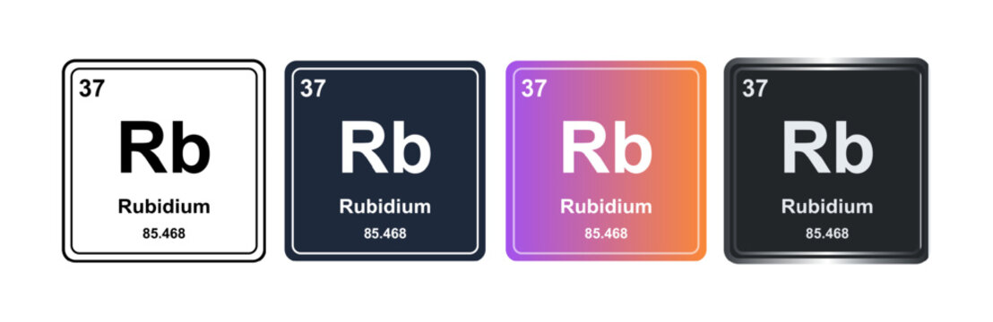 Rubidium Rb 37 Periodic Table Element Tile. Vector Illustration, Minimalist Design, Isolated on Background, UI Icon Style, Modern Chemistry Graphics.