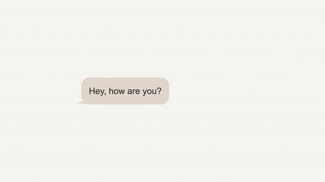 Text bubble with greeting message hey how are you. Suitable for social media, messaging apps, blog posts, customer service graphics.