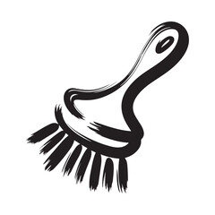 A simple black and white illustration of a paintbrush with visible brushstrokes © taslima