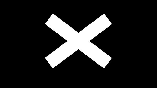 Cross mark icon animation on a black background. Refus, cancel, rejection, wrong choice sign.