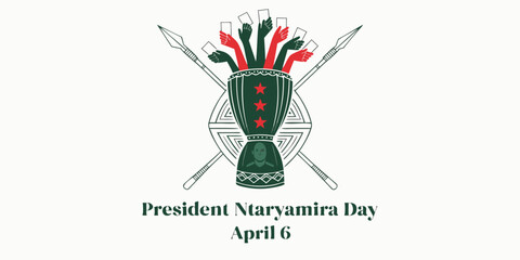 Fototapeta premium President Ntaryamira Day commemoration logo with traditional African design elements and date
