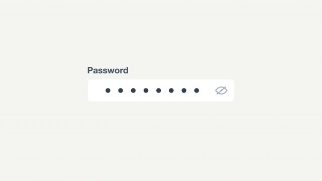 Password entry field with obscured characters, view icon. Cybersecurity, login, authentication, privacy, technology, internet, data protection concepts. Suitable for websites, presentations.