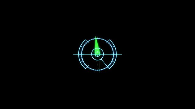 Scanning moving target shape with alpha channel Compass HUD Circle User interface on isolated black background