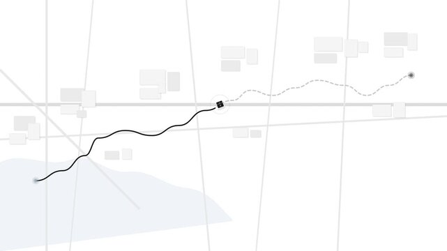 Delivery tracking animation with moving package along route map representing shipping process in ecommerce logistics concept flat vector style