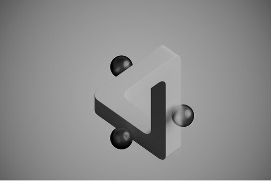 3D penrose triangle sphere with floating geometric balance