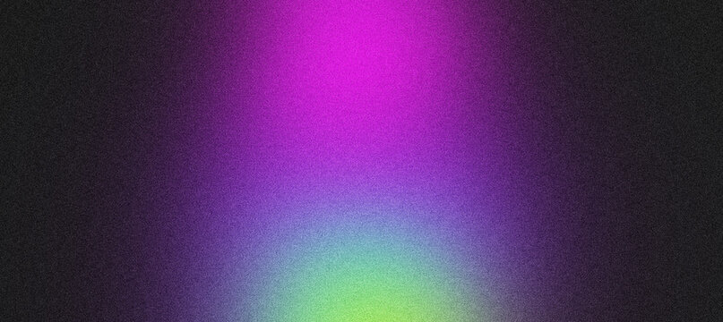 Vibrant abstract background with green, purple, pink gradient, featuring a grainy noise texture isolated on black background, for presentations, banner, poster, header, cover, backdrop design. 