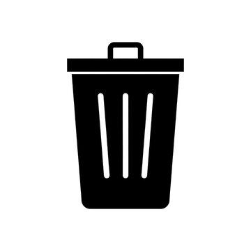 Minimalist Black Trash Can Icon for Deletion
