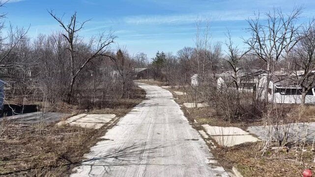 Abandoned Neighborhood with Dilapidated Homes