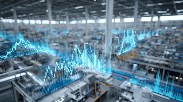 A modern industrial factory plant featuring advanced manufacturing technology and automated computer equipment for high-tech car engine production inside a sleek steel and metal building interior